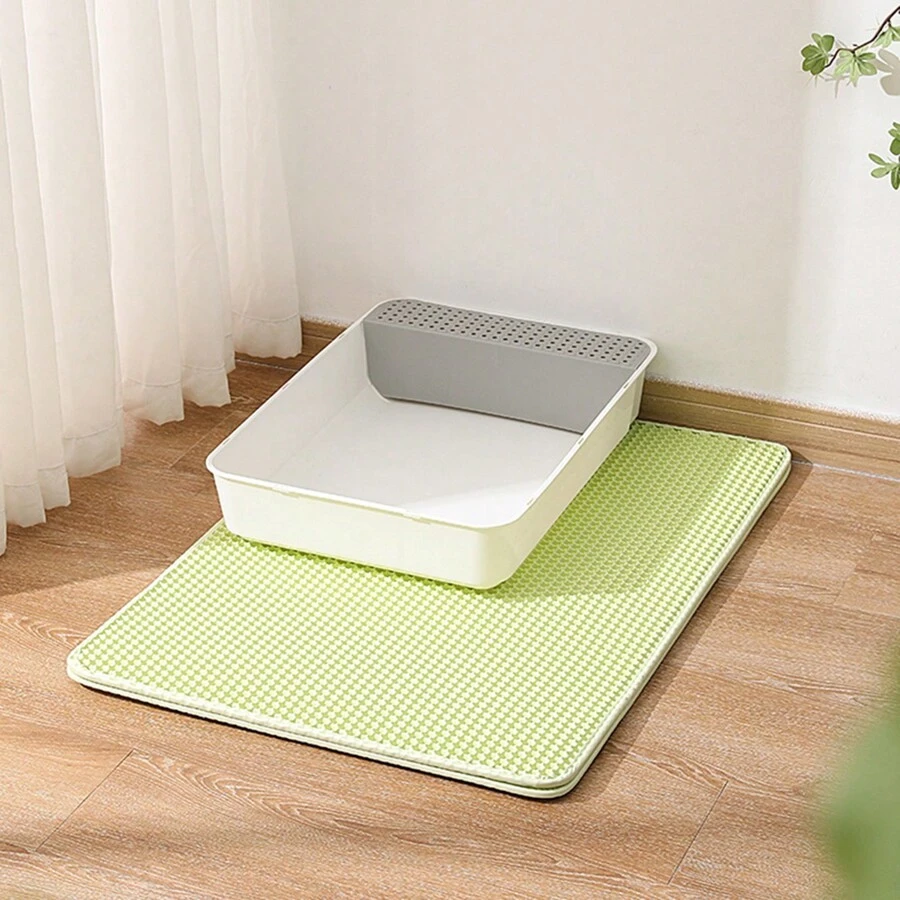 Dual-Layer Honeycomb Cat Litter Mat - Easy Clean, Non-Slip Base - Ideal For Litter Box And Pet Toilet Areas, As Well As Washable Pet Food Mat, Felt Mat, Autumn/Winter Pet Supplies, Pet Bed, Pet Placemat, Cat Scratch Pad, Please Check Product Size