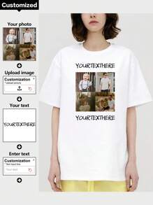 Customized Women's T-Shirts, Upload Your Favorite Pictures And Texts As Chest Prints, Pictures And Two Text Designs, Personalized T-Shirt Gifts For Family Members, Friends, Couples. Stylish,Hipster,Fashion,Contracted,Easy Costume,Modest Fashion,Minimal Chic,Casual Custom,Unique Treasurefinds,Guy Costumes,Capsule Wardrobe,Sporty Menswear,Men Basic/Street Style Ideal Gifts For Him Boyfriend,Family,Friends,Children For Birthdays,For Vacation/Holiday