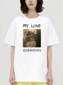 Customized Women's T-Shirts, Upload Your Favorite Pictures And Texts As Chest Prints, Pictures And Two Text Designs, Personalized T-Shirt Gifts For Family Members, Friends, Couples. Stylish,Hipster,Fashion,Contracted,Easy Costume,Modest Fashion,Minimal Chic,Casual Custom,Unique Treasurefinds,Guy Costumes,Capsule Wardrobe,Sporty Menswear,Men Basic/Street Style Ideal Gifts For Him Boyfriend,Family,Friends,Children For Birthdays,For Vacation/Holiday