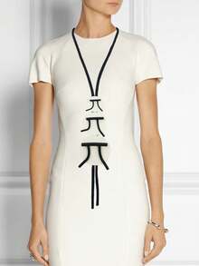 MARLIWOO 1 chiếc vòng cổ mặt gỗ thiết kế Gothic sáng tạo dành cho nữ kèm dây cao su đen - Đen và trắng - Xem 6