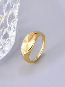 1 pieza Anillo de banda única vintage de acero inoxidable chapado en oro, joya de alta calidad elegante y encantadora como regalo para mujeres, adecuado para uso diario y de fiesta