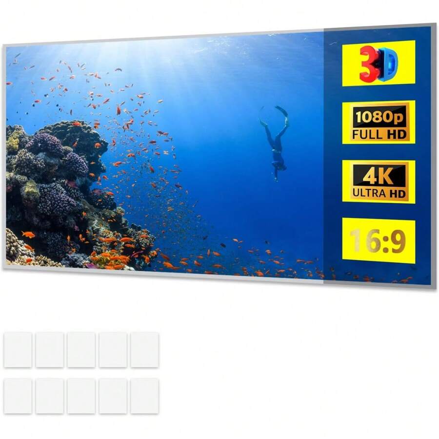 HALMAN Projection Screen, 100 Inch Projector Screen, Foldable And Anti-Light, High Contrast, Accurate Color Restoration, For Party, Home Theater, Games And Office - Grey - View 1
