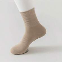 1 Paire de chaussettes de yoga pour femmes, couleur unie, antidérapante au niveau de la semelle médiane, chaussettes de yoga, pilates, ballet