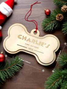 1 件定制文字圣诞饰品，个性化名字宠物纪念饰品，木制定制宠物纪念品，骨头形状设计，纪念礼物，宠物纪念礼物，狗纪念礼物，纪念饰品，个性化纪念饰品，圣诞饰品，适用于卧室和客厅，圣诞节的独特礼物，送给妈妈、爸爸、妻子、丈夫、女朋友、男朋友的最佳礼物 - 款式 3 - 查看 6