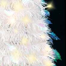 Árbol de Navidad artificial con luces blancas de 59.1 pulgadas que se abre con un solo toque, decoración festiva navideña - Blanco - Ver 3