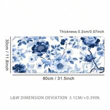 蓝白瓷纹桌垫，大号游戏鼠标垫，办公键盘垫，包边设计，橡胶防滑底，无异味，可水洗，桌面配件，适合作为礼物，返校季游戏鼠标垫，桌面配件，办公用品，办公桌配件，鼠标垫，桌面鼠标垫 - 藍色 - 查看 17