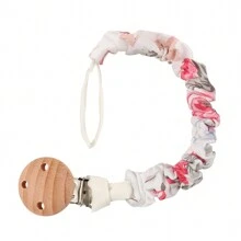 1pc Infant Fashion Printed Grid, Polka Dot & Striped Pacifier Clip & Wooden Pacifier Clip, Daily Use - Multicolor - View 20