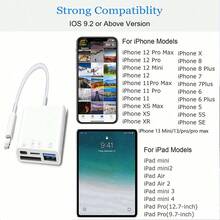 1 đầu đọc thẻ Apple 4 trong 1, đầu đọc thẻ SD+TF+OTG, thẻ nhớ lưu trữ máy ảnh, tương thích với đầu đọc thẻ Lightning sang SD+TF+OTG tương thích với iPhone 14/13/12/11, đầu đọc thẻ iPad Air1/2 - nhiều màu - Xem 4