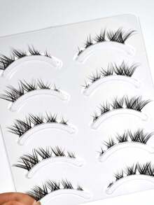 5 Cặp Lông Mi Giả Tự Nhiên, Cong, Thanh Mảnh, Phong Cách Truyện Tranh, Đuôi Mắt Dài, Thích Hợp Cho Người Mới Bắt Đầu, Có Thể Tái Sử Dụng, Thích Hợp Cho Diễn Xuất Nhập Vai Và Sân Khấu, Tiệc Giáng Sinh - màu đen - Xem 3