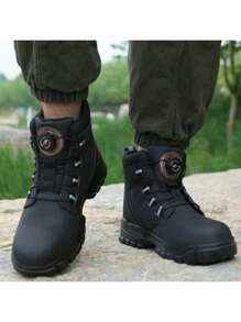 男士安全工作靴，大码高帮户外工业鞋，合成革鞋面搭配EVA鞋底，适用于建筑、采矿、徒步、狩猎等多种场合，春、秋、冬四季皆宜。 - 黑色 - 查看 4