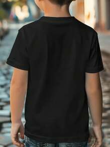 SOLOCOTE Tween Boy Smiling Face Print Short Sleeve Casual Crew Neck T-Shirt