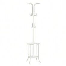 SONGMICS Coat Rack Freestanding, Coat Stand With Umbrella Holder, 12 Hooks, Metal, 175 Cm Tall, For Entryway, Hallway, Living Room, Bedroom, Pearl White - 白色 - 查看 5