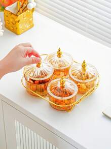 1 Set, 2/3/4/6pcs Food Serving Plates, Plastic Snack Plate Set For Wedding Party, Wedding Appetizer Set, Kitchen Supplies, Wedding Supplies, Party Supplies - Multicolor - View 3