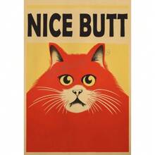 1 st Ben je aan het poepen Badkamerbord Grappige kattencitaten Poster Canvas Schilderij Cartoon Muurkunst Foto's Retro Toilet Huiskamer Decor Geen lijst