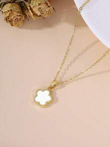 Dây chuyền mặt hoa giản dị tối giản thời trang & đa năng - trắng - Xem 1