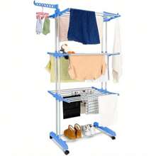Clothes Drying Rack 4 Tier Clothes Horses Rack With Two Side Wings Laundry Racks For Indoor Outdoor Laundry Room Use Stainless Steel Laundry Garment Dryer Stand - Variant1 - View 2