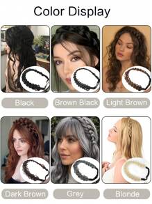 合成可调节手工编织头带 耐高温合成编织头带 头饰 辫子头带 带松紧带 女士发饰