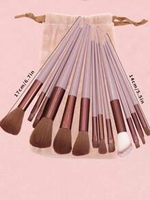 Bộ cọ trang điểm 13 món kèm túi đựng, lông cọ mềm không rụng, cọ trang điểm giá cả phải chăng cho người mới bắt đầu, bao gồm cọ phấn mắt, cọ tạo khối, cọ má hồng, 4 miếng mút trang điểm dạng lỏng/phấn tròn dùng được cả hai mục đích, bộ cọ, bộ cọ trang điểm, bộ cọ trang điểm, bộ trang điểm hoàn chỉnh, bộ cọ trang điểm, bộ trang điểm hoàn chỉnh, bộ cọ, bộ cọ trang điểm, bộ quà tặng trang điểm, bộ - màu nâu - Xem 3