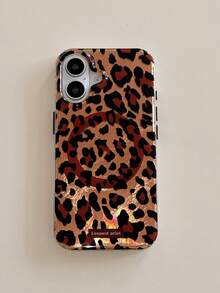 动物豹纹图案磁性透明无线充电外壳兼容 iPhone 16 14 15 13 Pro Max 防震后盖 - 深棕 - 查看 3