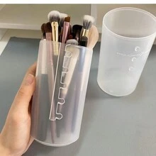 1 件装透明伸缩可调节收纳桶化妆刷架便携式防尘带盖 - 彩色 - 查看 6