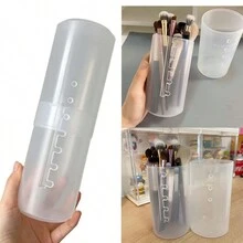 1 件装透明伸缩可调节收纳桶化妆刷架便携式防尘带盖 - 彩色 - 查看 4