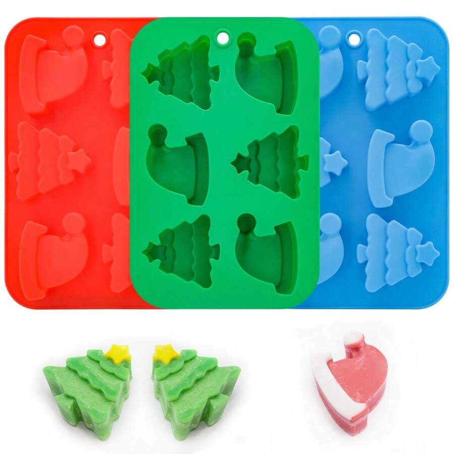 1 Khuôn bánh Giáng sinh Khuôn bánh quy silicon Khuôn làm bánh pudding fondant mũ ông già Noel tự làm cho Giáng sinh, năm mới và lễ hội nướng bánh - Nhiều màu - Xem 1