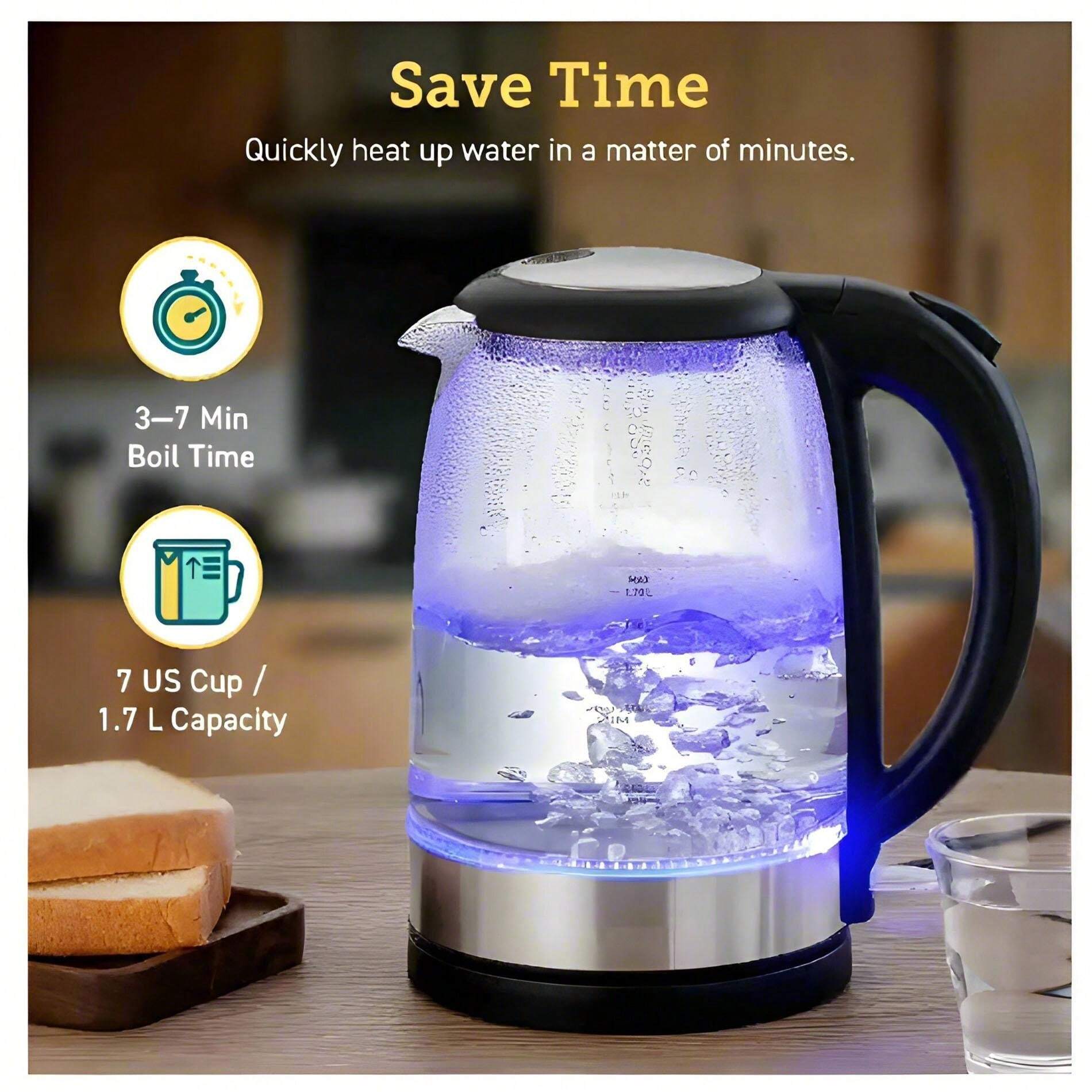 Electric Kettle, Glass Hot Water Kettle , Electric For Tea And Coffee 1