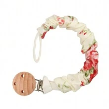 1pc Infant Fashion Printed Grid, Polka Dot & Striped Pacifier Clip & Wooden Pacifier Clip, Daily Use - Multicolor - View 15