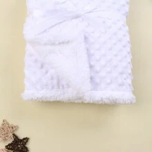 1 pieza Manta de felpa con puntos de doble capa para bebé, manta para cochecito, para todo el año, para el Día de los Enamorados - Blanco - Ver 4