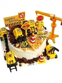 11PCS Mini Construction Vehicle Cake Decoration Set Truck Cake Decoration Construction Birthday Party Supplies 6 Construction Truck Toys 5 Road Sign Decorations,Christmas