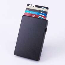 1pc Multi-Color RFID Blocking Automatic Pop-Up Card Holder, Unisex Aluminum Alloy Credit/Bank Card Case