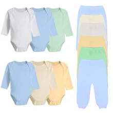 Baby Clothes Kit 12 Pieces Long Sleeve Bodysuit And Cotton Romper - Màu xanh nhạt - Xem 1