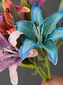 1 Stück Premium Vintage Lilien Künstliche Blume, Heimdekoration Mittelstück für Hochzeitszeremonie Gang, Ostern