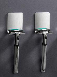 1/2/5pcs No Drill Stainless Steel Razor Holder: Versatile Wall Mount Shaver Holder Home Bathroom Decor Fall Decor Back To School