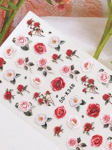 Miếng dán móng tay nghệ thuật nổi 5D 2 chiếc màu hồng đỏ cam thanh lịch nụ hoa hồng ren cánh hoa in hoa lá miếng dán móng tay tự dính đồ dùng làm móng tự làm cho phụ nữ cô gái - Nhiều màu - Xem 8