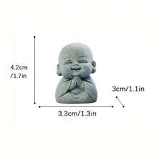 1 szt. Ręcznie robiona żywica Zen Smile Buddha Statue, idealna ozdoba, abstrakcyjna miniaturowa statua Buddy do ogrodu wewnętrznego, Bonsai Rockery Courtyard i Home Office Cicha dekoracja medytacji