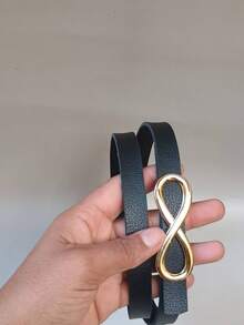 2 PIECES THIN 1CM ELEGANT FORMAL WOMEN'S BELT - 黑與白 - 查看 3