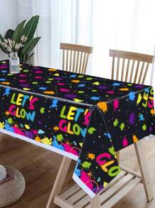 1 pièce Nappe pour table d'anniversaire thème néon lumineux 130 x 220 cm/137 x 274 cm, nappe de décoration de scène de concert d'éclairage nocturne, fournitures de fête