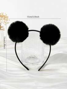 1pc Girls Pompom Decor Cute Headband For Party - Black - View 4