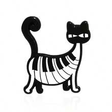 1 chiếc trâm cài hình mèo nốt nhạc piano sáng tạo, phím đàn piano đen trắng có tượng mèo dễ thương, trâm cài động vật kỳ quặc, trâm cài hoạt hình, trâm cài giọt dầu, phụ kiện thời trang vui nhộn & quà tặng cho bạn bè, ngày lễ (Giáng sinh, Năm mới, Ngày lễ tình nhân) - Nhiều màu - Xem 9