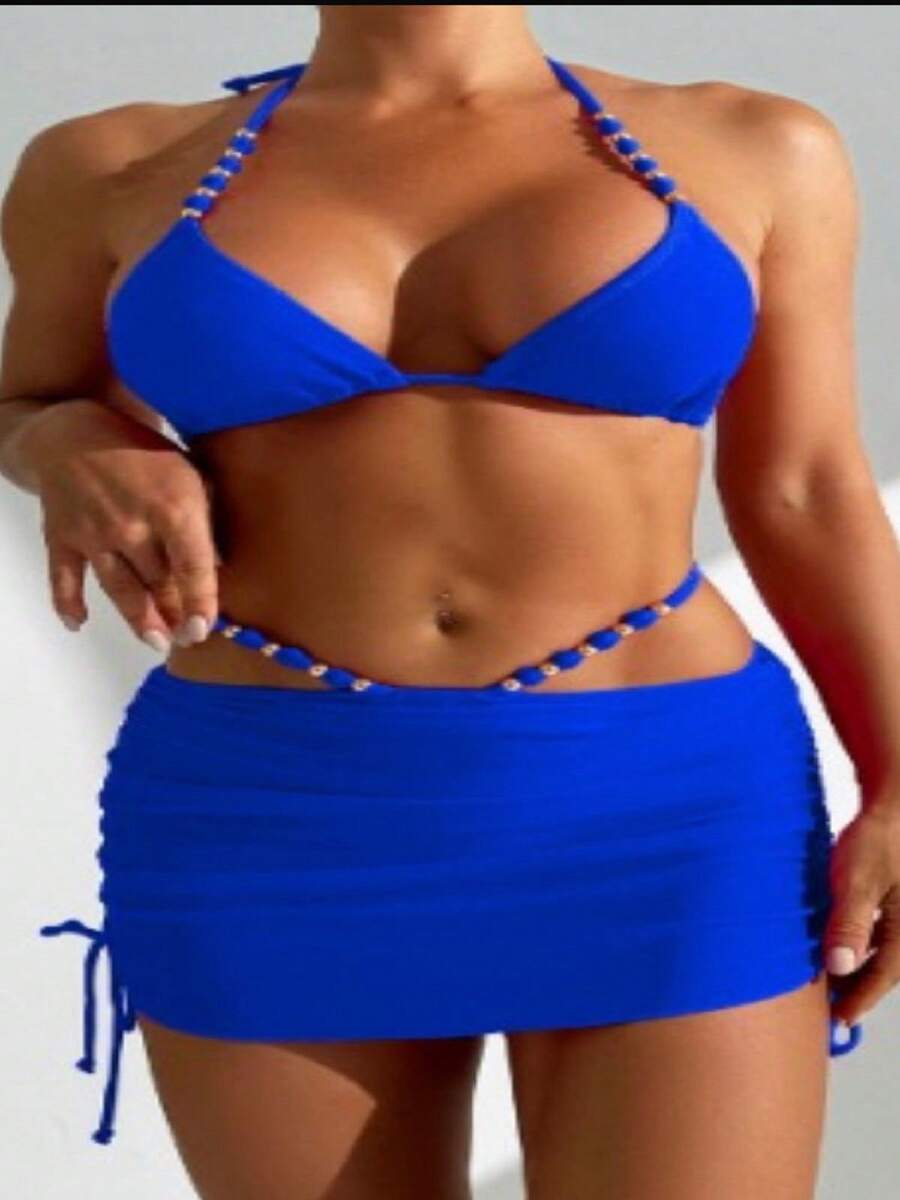 Trikini With Gold Details - Màu xanh lam - Xem 1