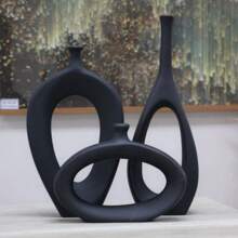 Trio Of Stylized Vases - Black - View 1
