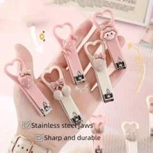 1-10 szt. Domowe mini słodkie kreskówkowe obcinacze do paznokci w kształcie serca dla dziewcząt i uczniów, składane domowe narzędzia do pielęgnacji paznokci do bezpiecznego przycinania stóp i dłoni, do użytku rodzinnego, pielęgnacja paznokci