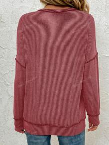 Women Long Sleeve Fall Tops Dressy Casual Ribbed Loose Fit Oversized Sweatshirts