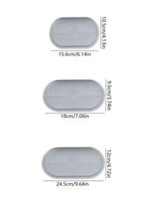 3 件装多功能椭圆形托盘硅胶模具，适用于混凝土、石膏、装饰品、珠宝、环氧树脂和带碗盘设计的储存 - 白色 - 查看 8