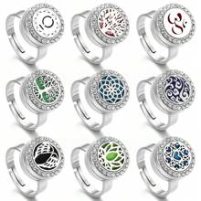 Cincin Diffuser Aromaterapi Stainless Steel 12mm, Cincin Terbuka Diffuser Aroma Kristal Zirkonia, Cincin Liontin Diffuser Minyak Esensial Wangi, Untuk Wanita & Anak Perempuan - Perak - View 11