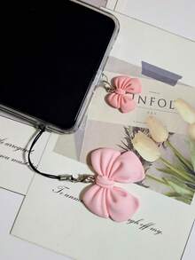 Bộ 2 dây đeo điện thoại di động có nút chặn bụi hình nơ, 11 màu để lựa chọn, có thể dùng làm quà tặng ngày lễ! - Nhiều màu - Xem 2