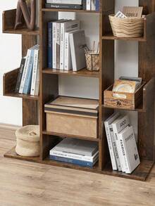 Estantería en Forma de árbol con 13 estantes de Almacenamiento, Esquinas Redondeadas, 9.8 Pulgadas de Profundidad x 33.9 Pulgadas de Ancho x 55.1 Pulgadas de Alto, café rústico - Marrón - Ver 4