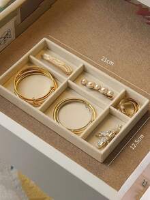 4-In-1 Velvet Jewelry Display Tray, Large Capacity Jewelry Storage Box, Separate Compartment Design, Minimalist Multi-Slot Jewelry Rack, Jewelry Tray, Stackable Drawer-Style Tray, Suitable For Earrings, Necklaces, Bracelets, Anklets, Rings, Hair Clips, Headbands, Etc.,Room Decor - Multicolor - View 16