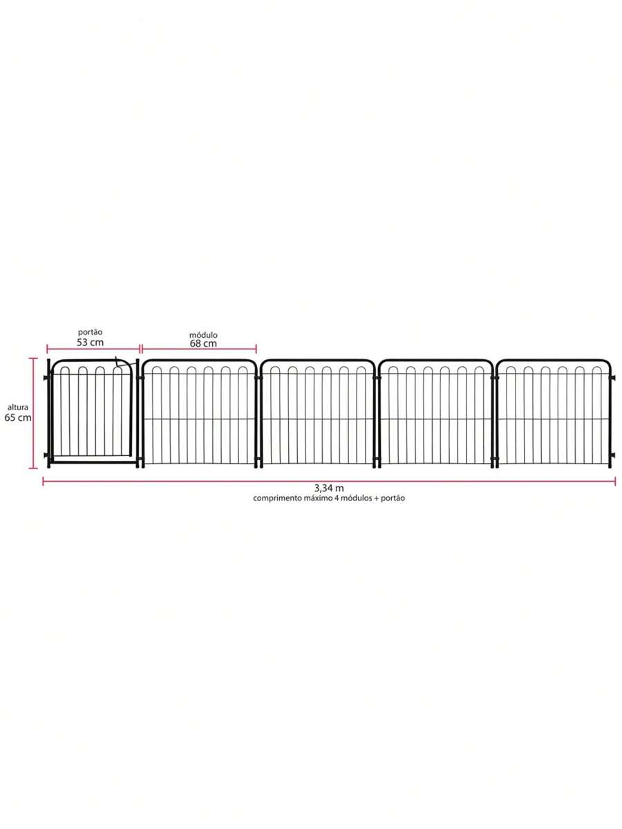 Wire Mesh Fence With Pet Gate 4 Modules Portable Folding Safety 65cm